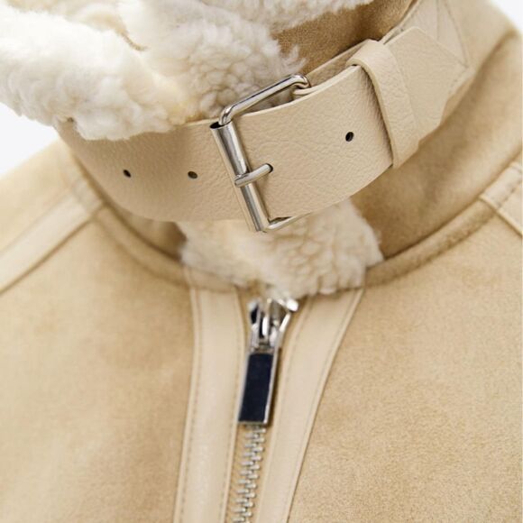 ZARA DOUBLE-FACED CROPPED JACKET SAND ZARA - Picture 5 of 15